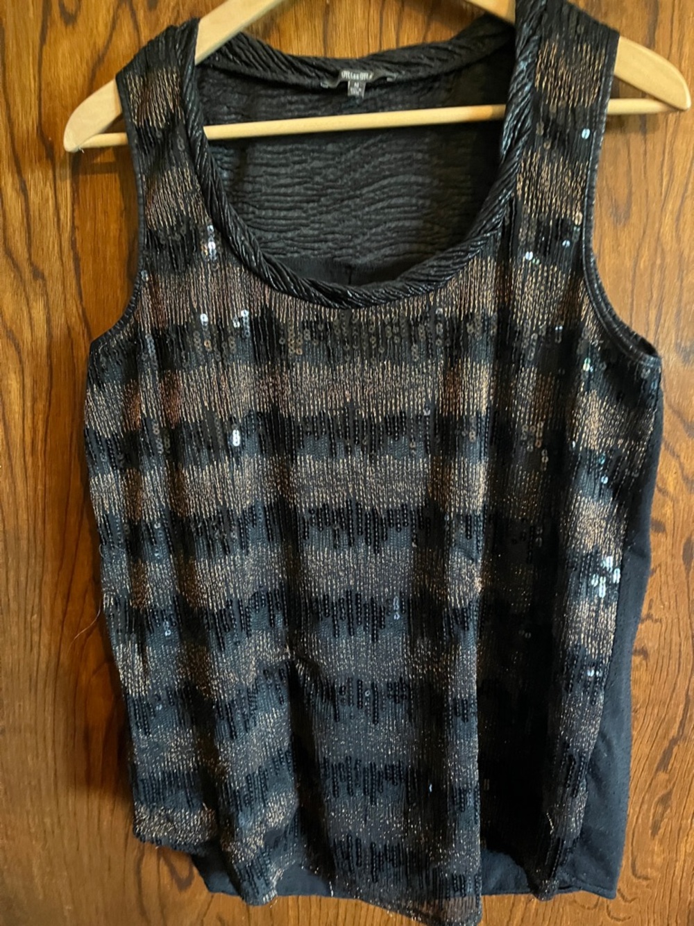 Miss Me Black and Bronze Sequin Scoop Neck Tank